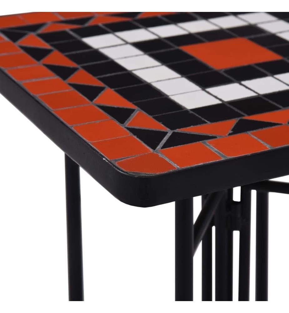 Table de bistro mosaïque Terre cuite et blanc Céramique