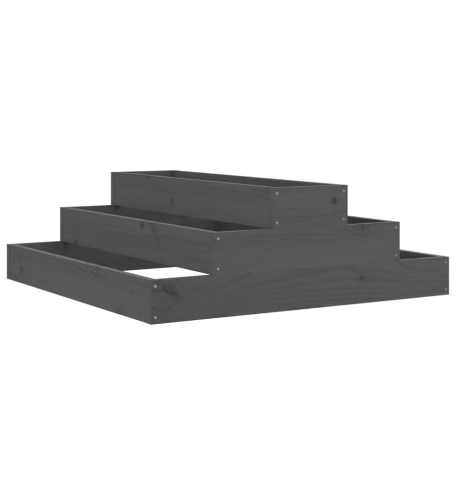 Jardinière Gris 80x80x27 cm Bois massif de pin