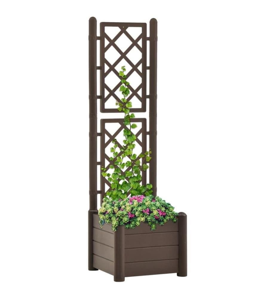 Jardinière avec treillis 43x43x142 cm PP Moka