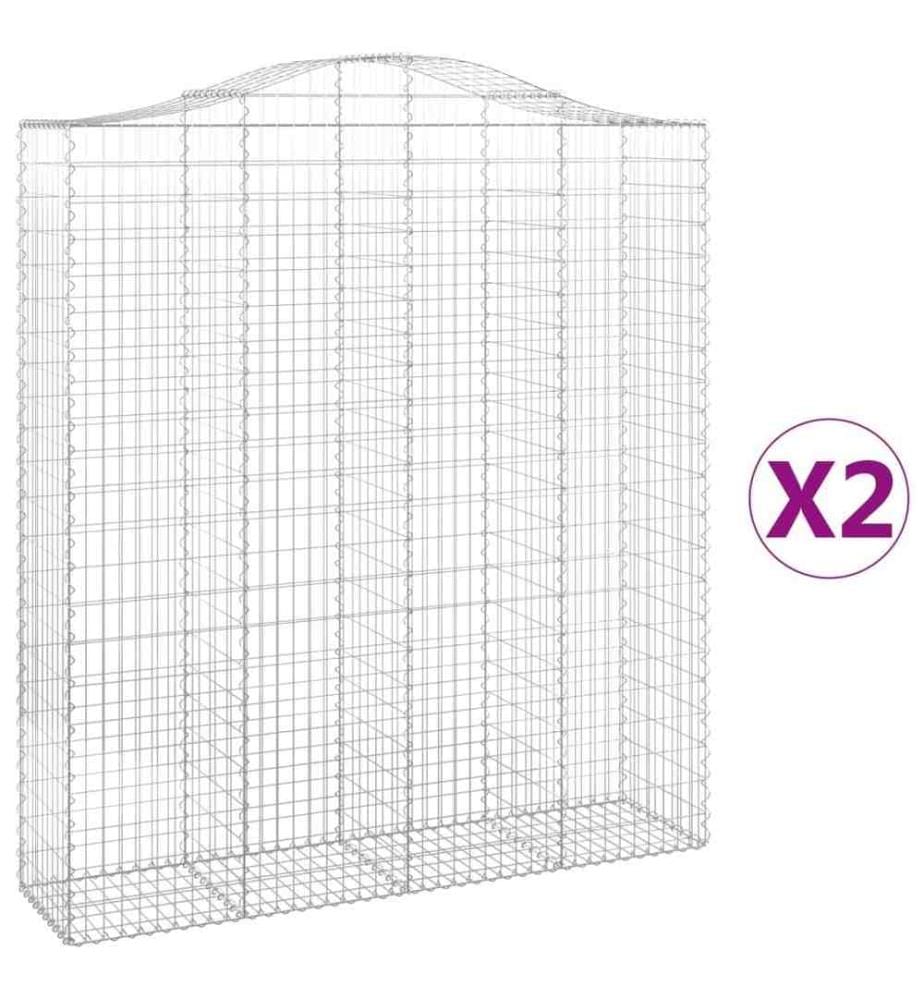 Paniers à gabions arqués 2 pcs 200x50x220/240 cm Fer galvanisé