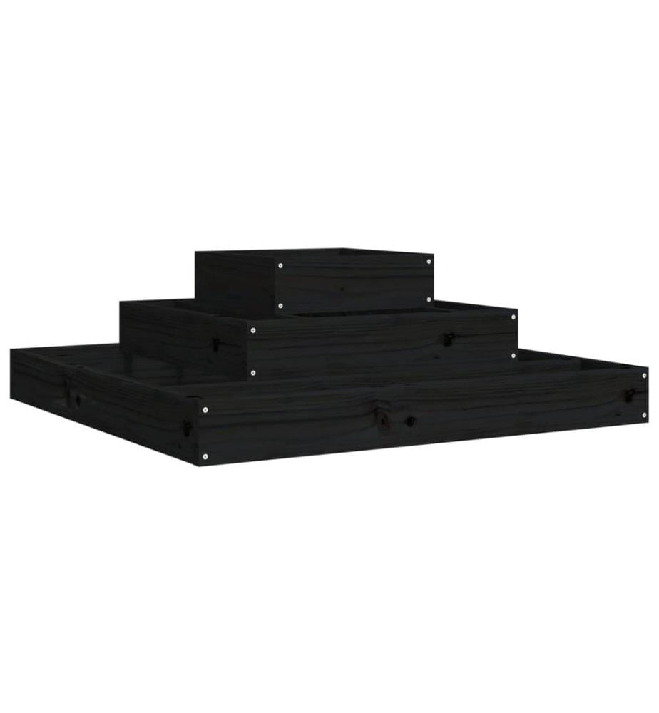 Pflanzkübel Schwarz 80x80x27 cm Massivholz Kiefer