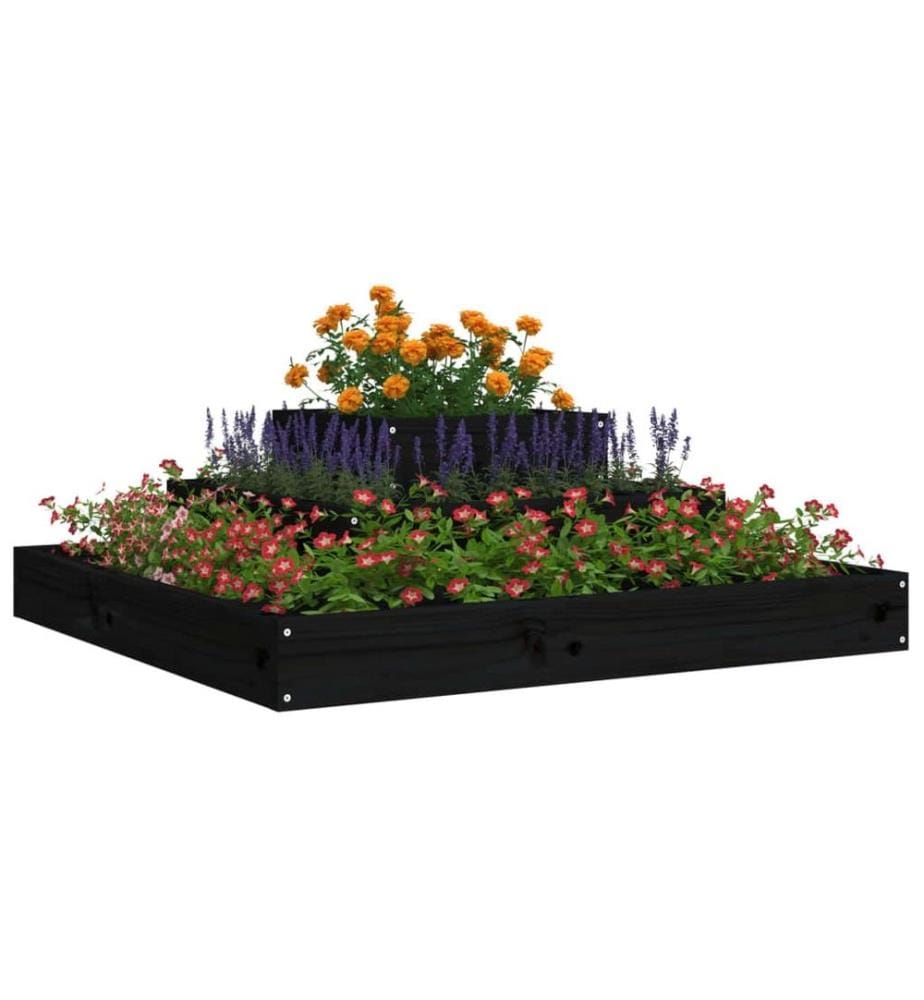 Pflanzkübel Schwarz 80x80x27 cm Massivholz Kiefer