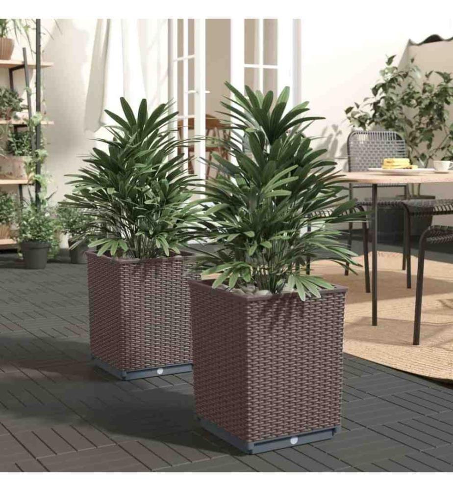 Jardinières 2 pcs marron 30x30x37 cm polypropylène
