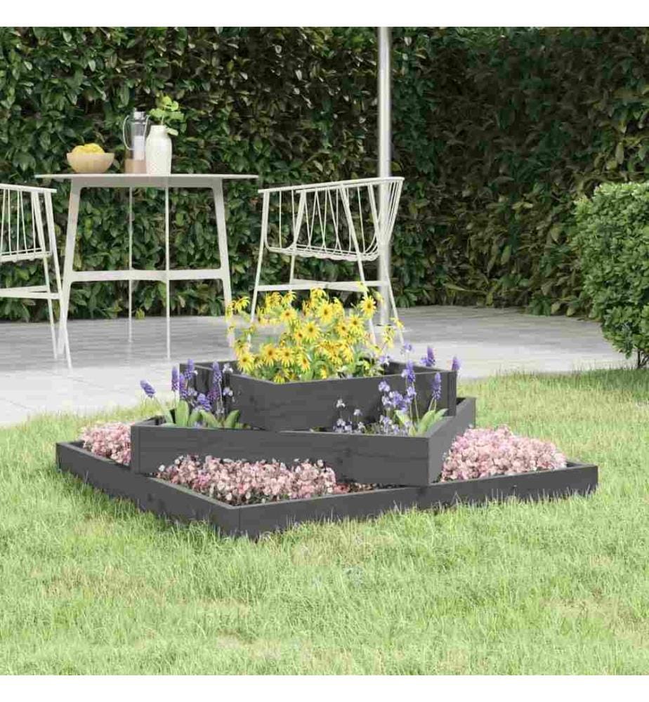 Jardinière Gris 83x83x27 cm Bois massif de pin