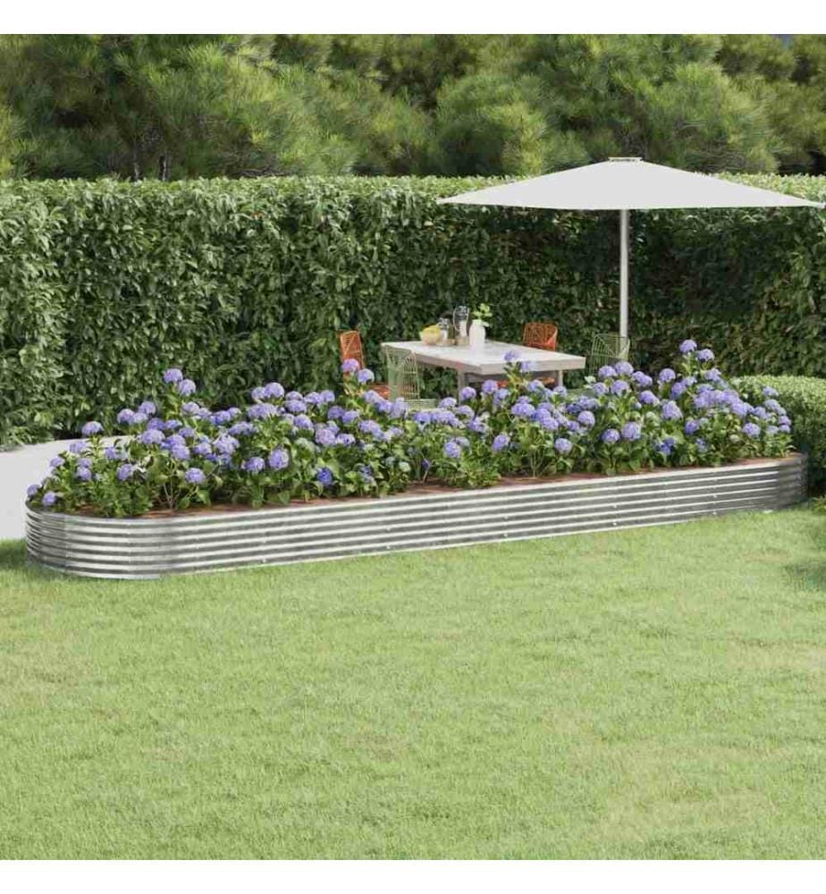 Lit surélevé de jardin Acier enduit de poudre Argenté
