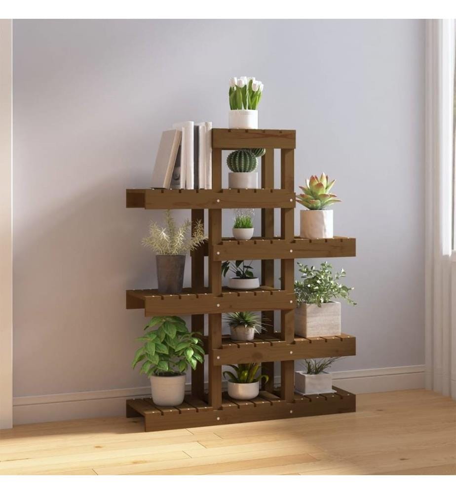 Support à plantes Marron miel 85x25x109,5 cm Bois massif pin