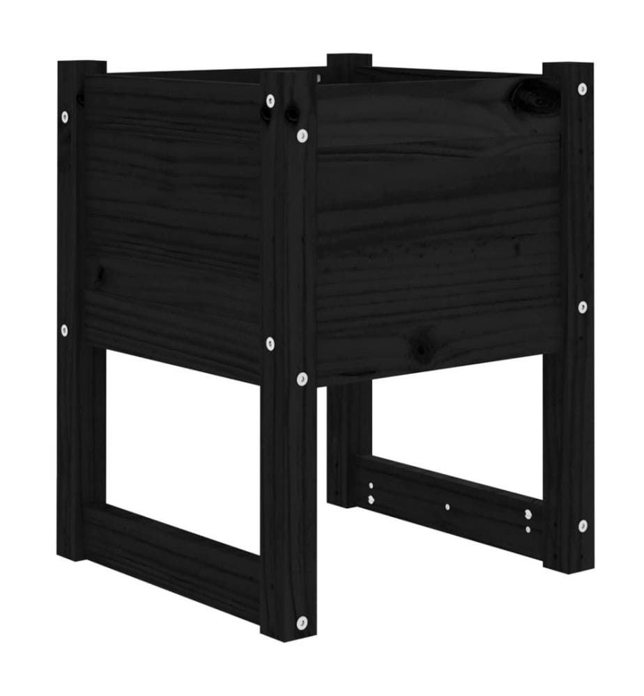 Jardinière Noir 40x40x52,5 cm Bois massif de pin