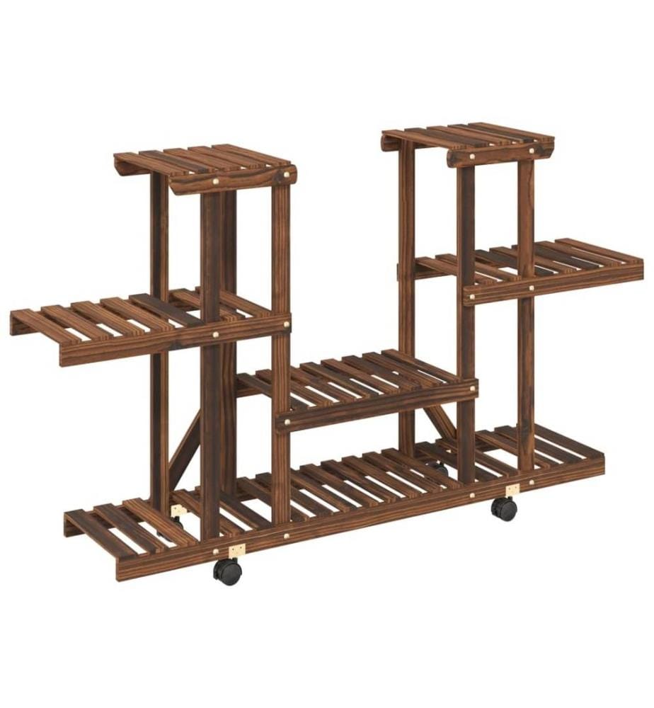 Support à fleurs avec roues 110x25x78 cm bois massif de sapin