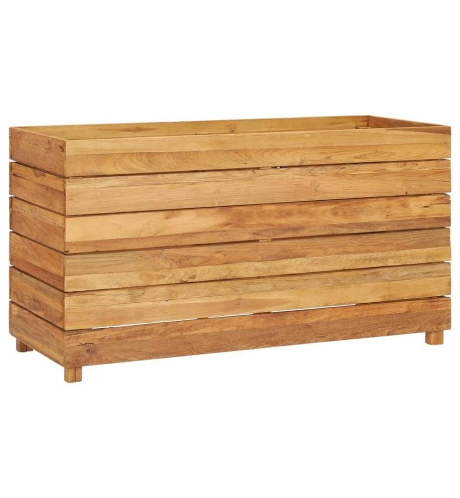 Lit surélevé 100x40x55 cm bois de teck recyclé et acier