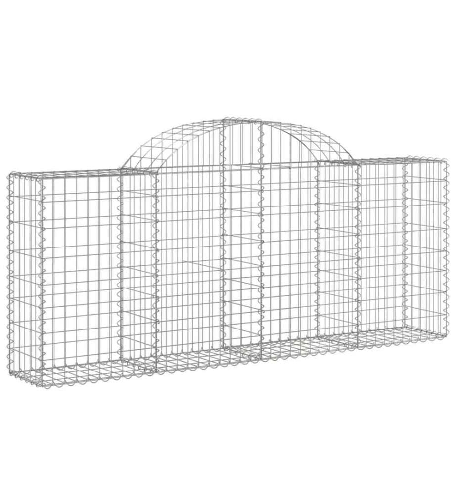 Paniers à gabions arqués 2 pcs 200x30x80/100 cm Fer galvanisé