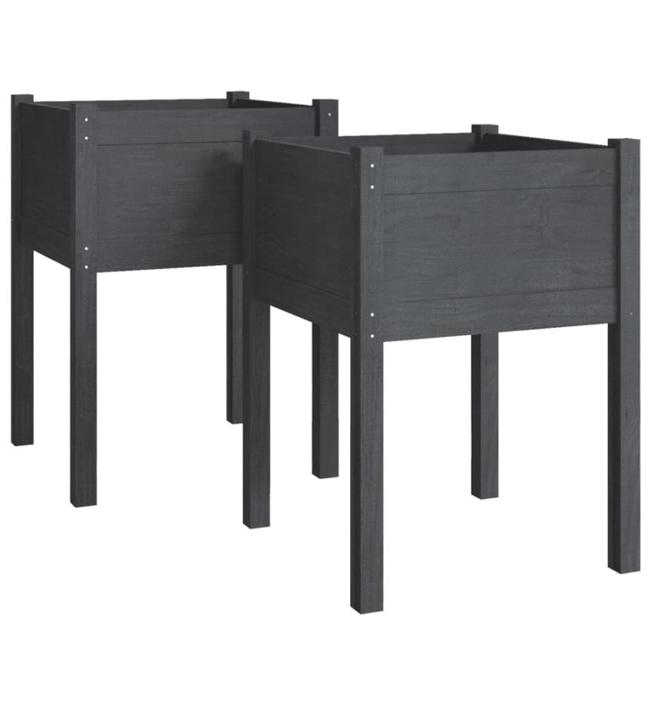 Jardinières 2 pcs Gris 50x50x70 cm Bois de pin massif