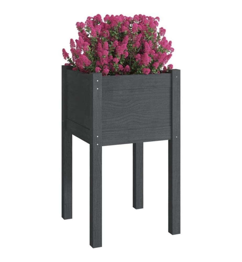 Jardinières d'extérieur 2pcs Gris 40x40x70cm Bois de pin massif