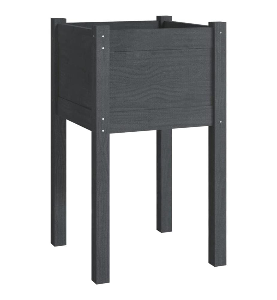 Jardinières d'extérieur 2pcs Gris 40x40x70cm Bois de pin massif