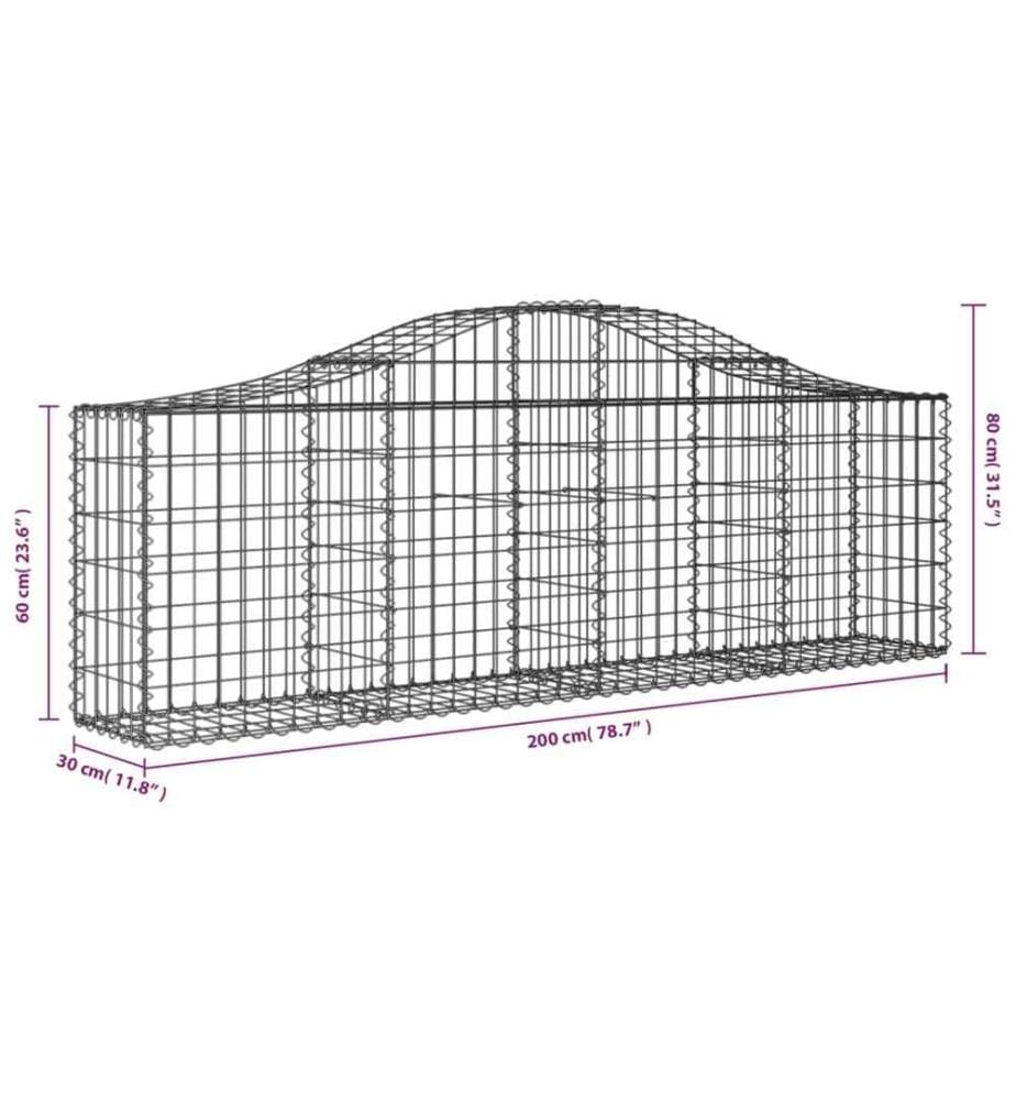Panier de gabions arqué 200x30x60/80 cm Fer galvanisé