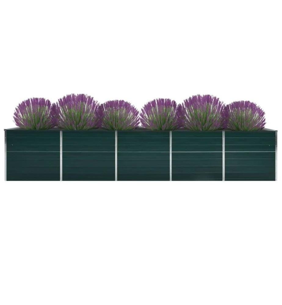 Lit surélevé de jardin Acier galvanisé 400x80x45 cm Vert