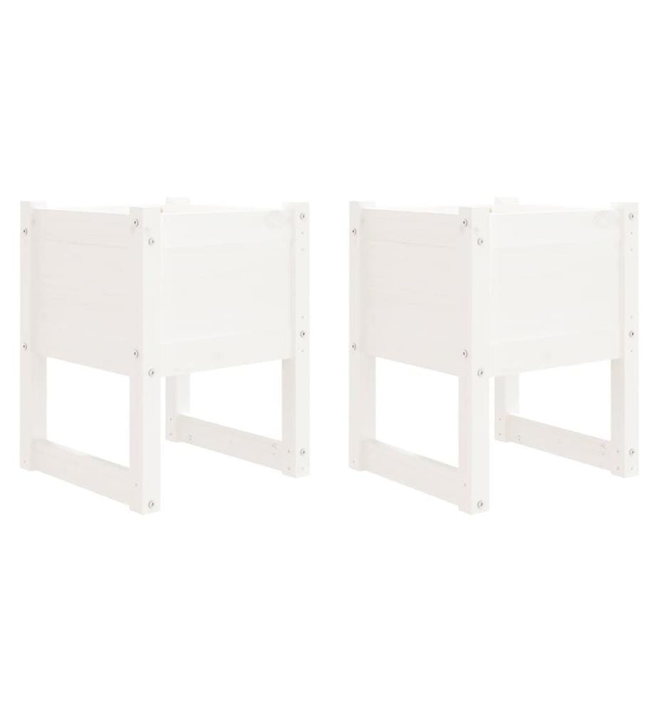Jardinières 2 pcs Blanc 40x40x52,5 cm Bois massif de pin