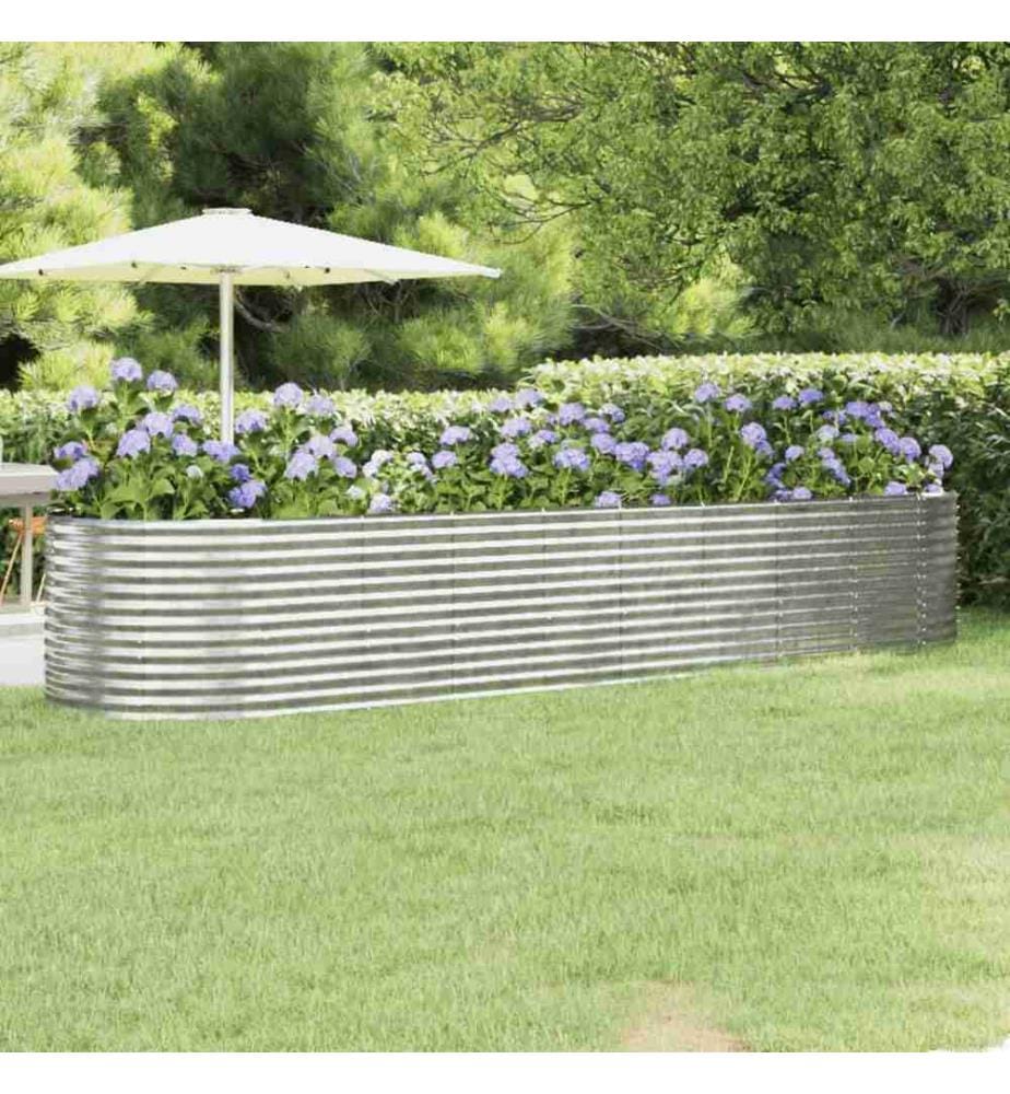 Lit surélevé de jardin Acier enduit de poudre Argenté
