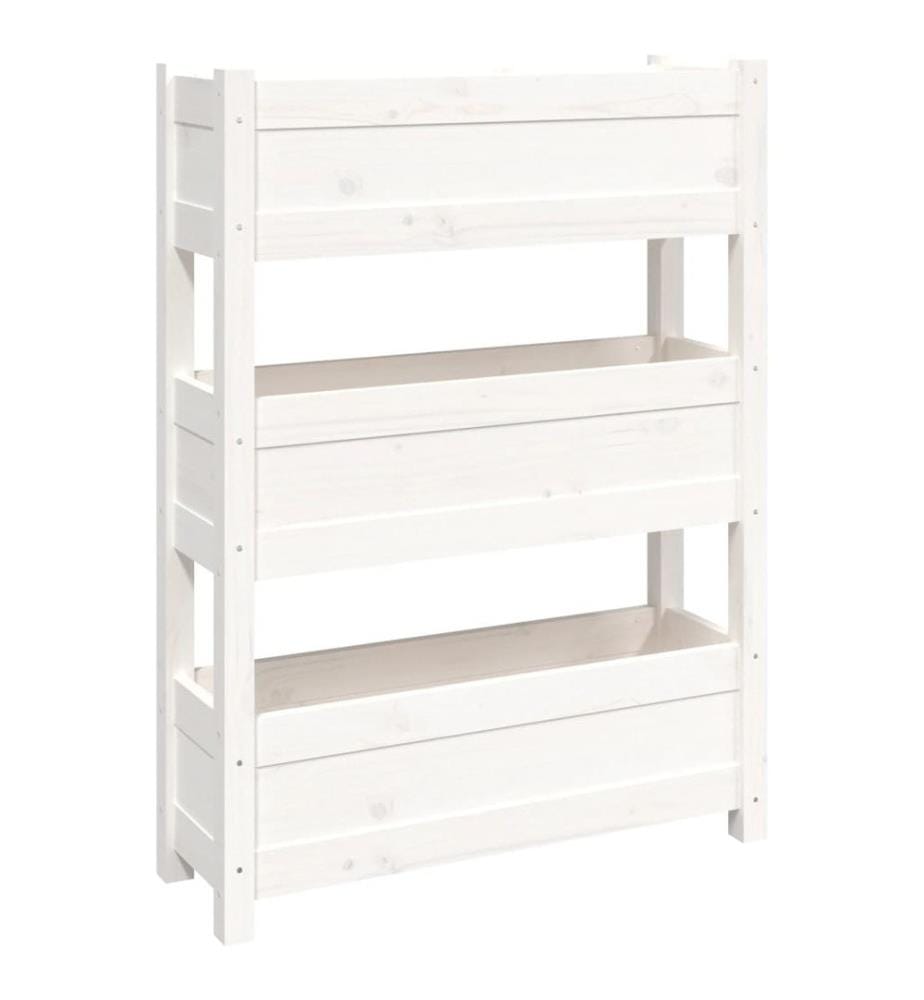 Jardinière Blanc 77x25x104,5 cm Bois massif de pin