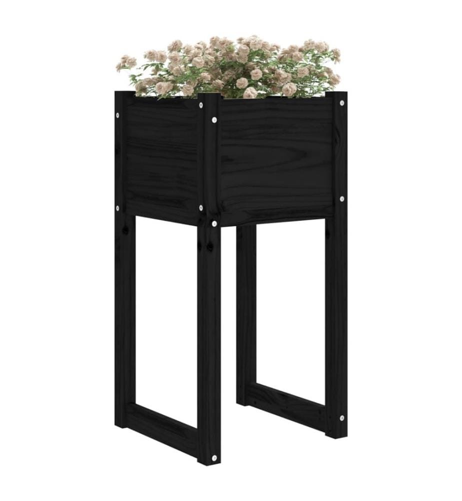 Jardinières 2 pcs Noir 40x40x81 cm Bois massif de pin
