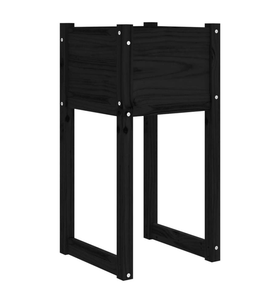 Jardinières 2 pcs Noir 40x40x81 cm Bois massif de pin