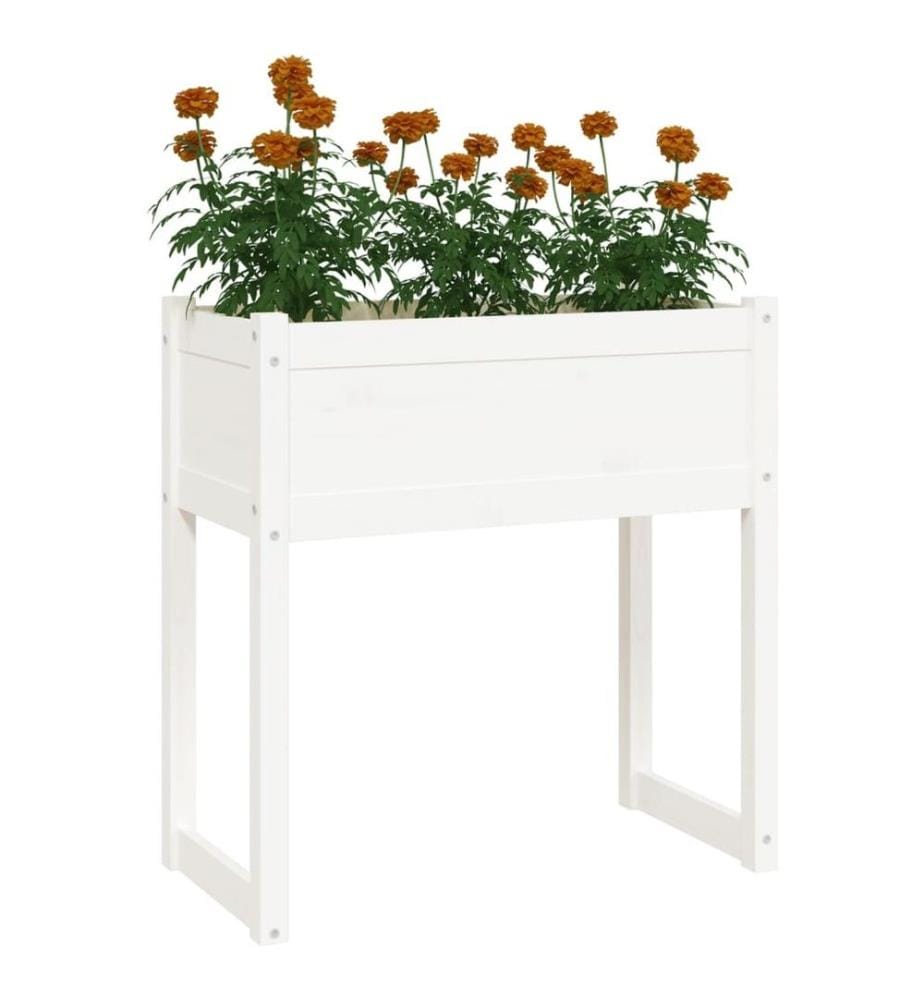 Jardinière Blanc 78x40x81 cm Bois massif de pin