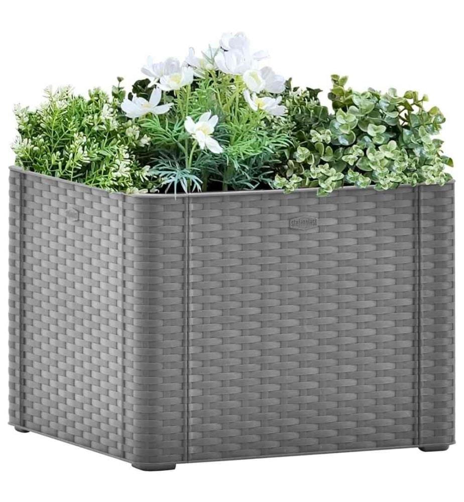 Garten-Hochbeet mit Selbstbewässerungssystem Grau 43x43x33 cm