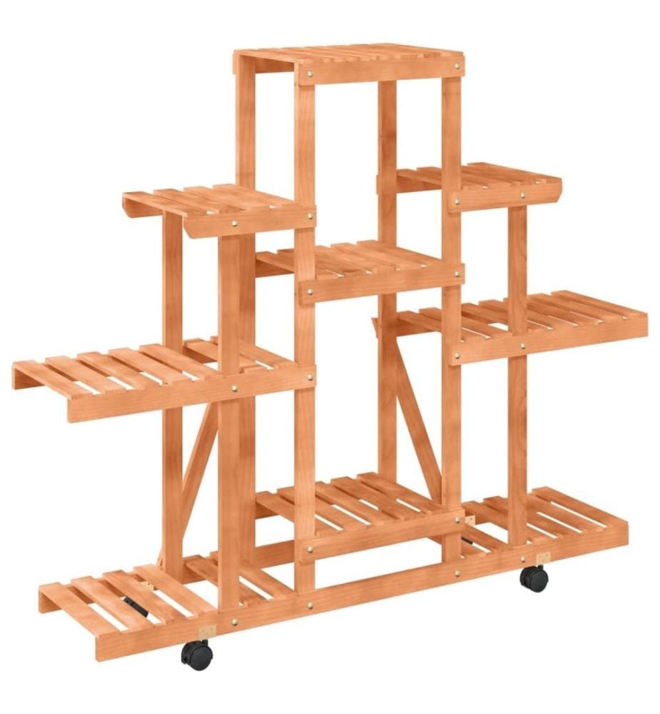Support à fleurs avec roues 110x25x101 cm bois massif de sapin