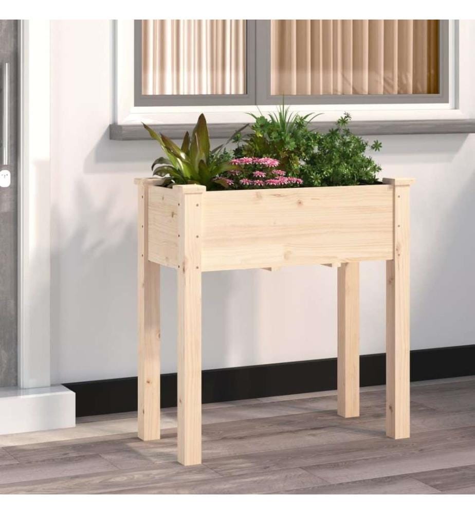 Jardinière avec doublure 71x37x76 cm bois massif de sapin