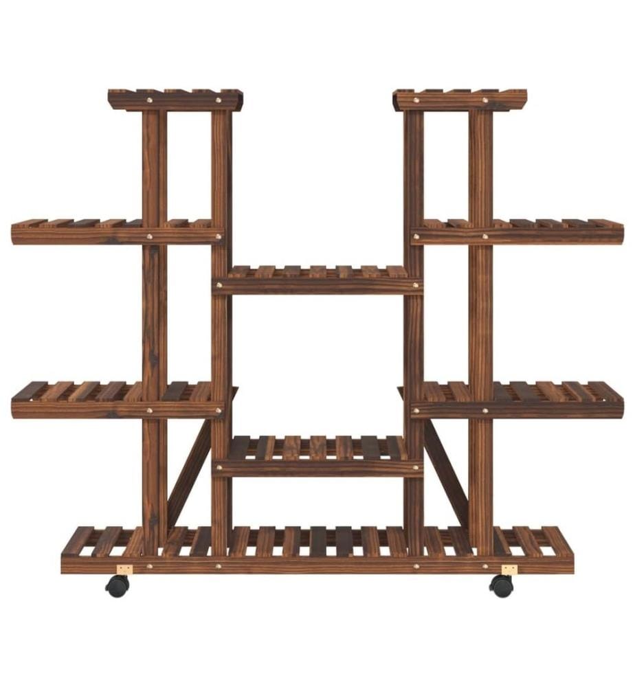 Support à fleurs avec roues 110x25x115 cm bois massif de sapin