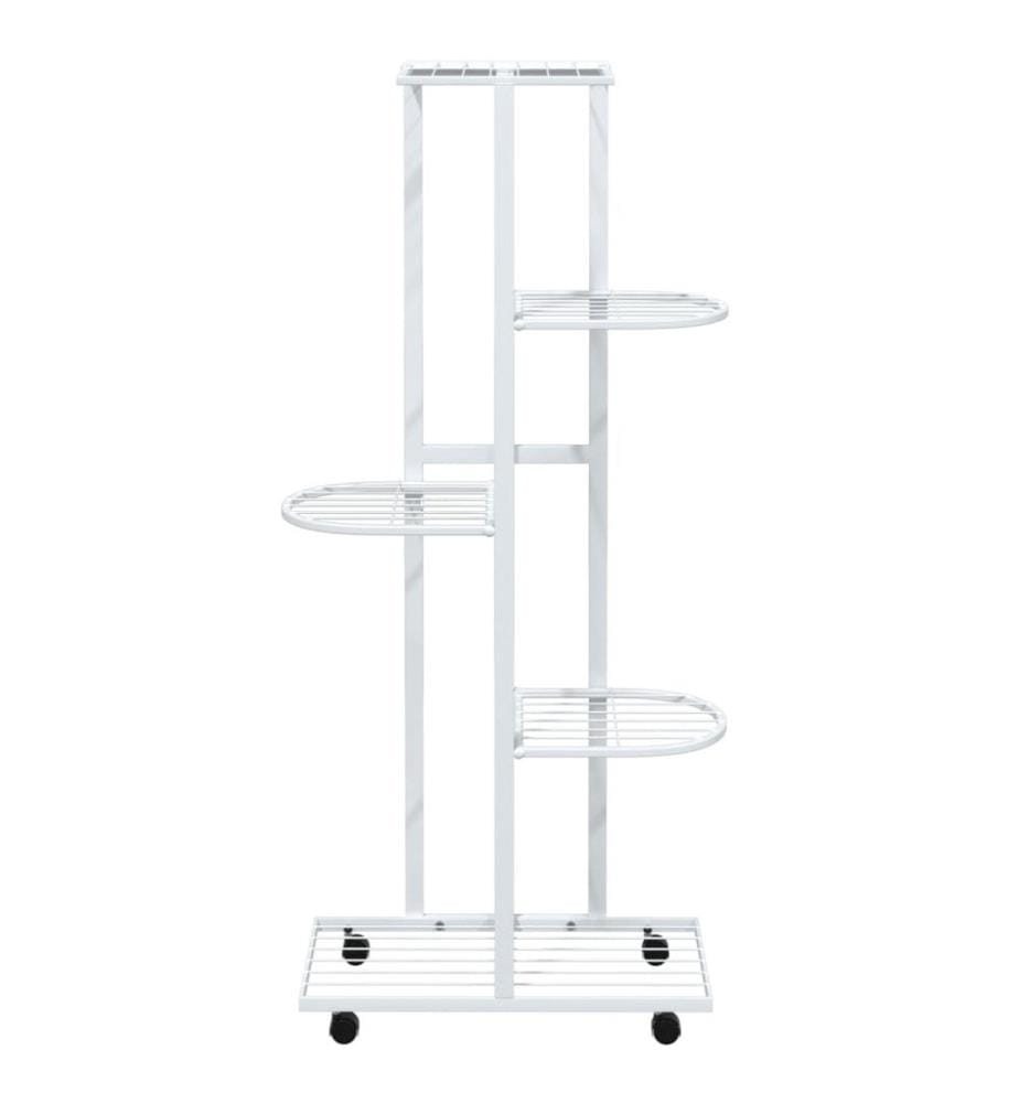 Blumenständer 5-Etagen mit Rollen 44x23x100 cm Weiss Eisen