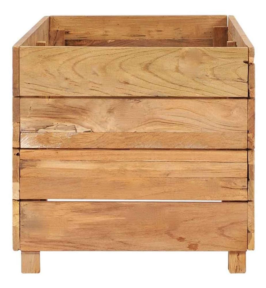Lit surélevé 100x40x38 cm bois de teck recyclé et acier