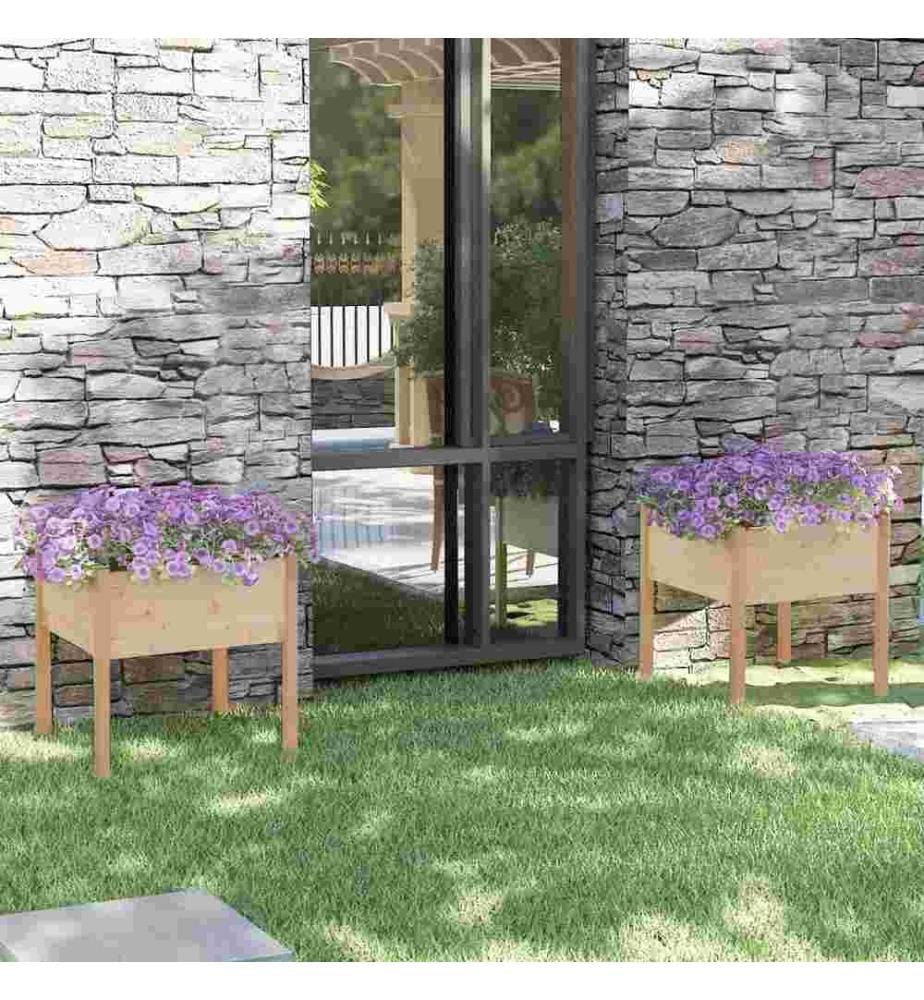 Jardinières d'extérieur 2 pcs 70x70x70 cm bois de pin massif