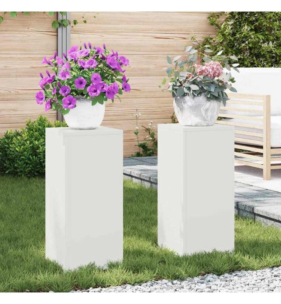 Support de Plante 2 pcs Blanc 24 x 24 x 55 cm Acier