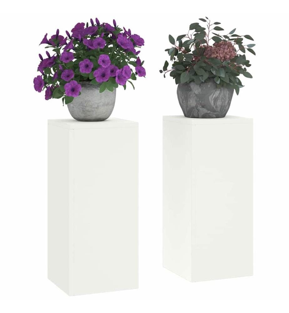 Support de Plante 2 pcs Blanc 24 x 24 x 55 cm Acier