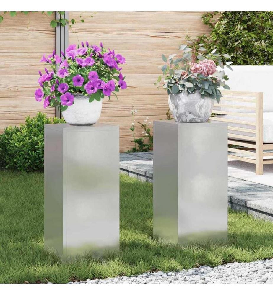 Pflanzenständer 2 pcs Silber 24 x 24 x 55 cm Edelstahl