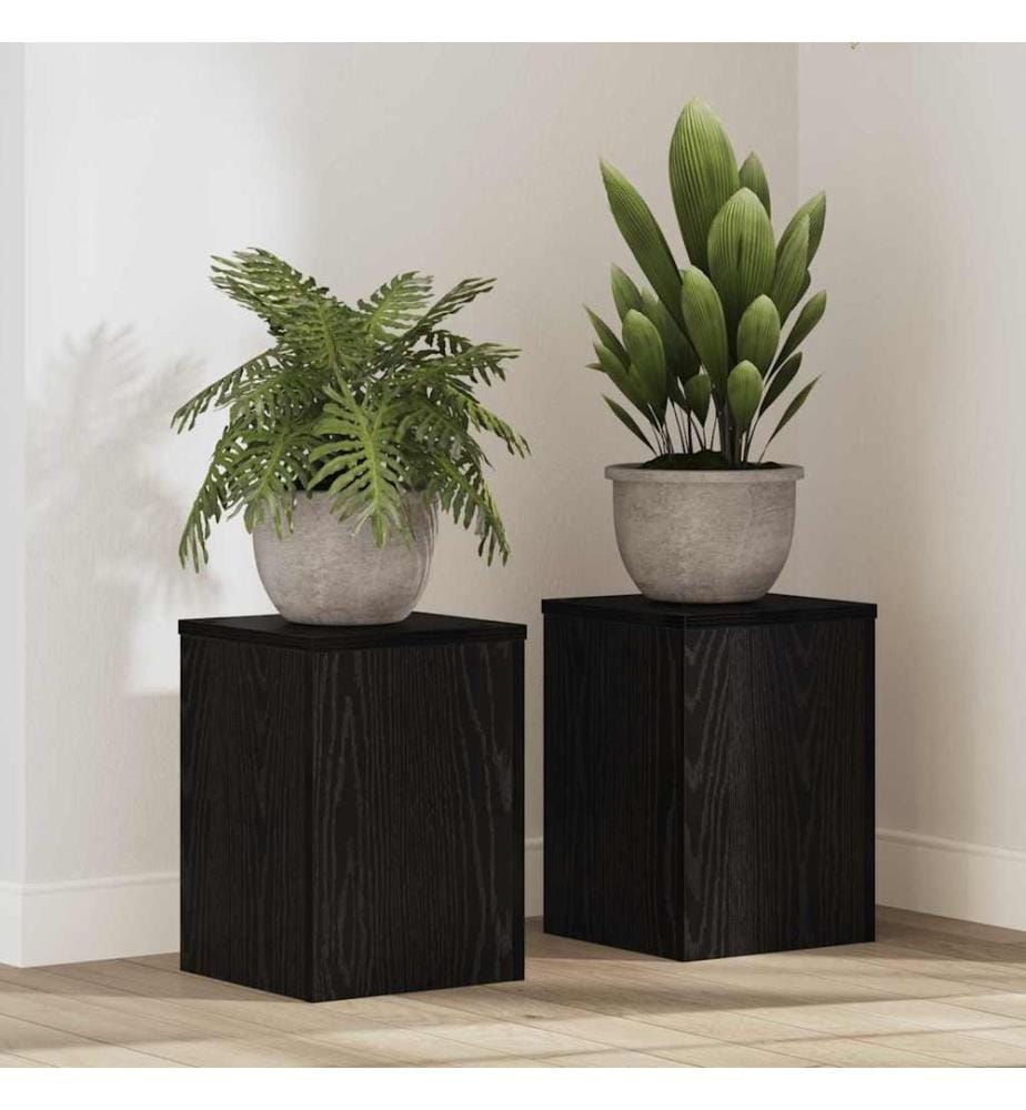 Pflanzenständer 2 pcs Schwarz Eichen-Optik 25 x 25 x 35 cm