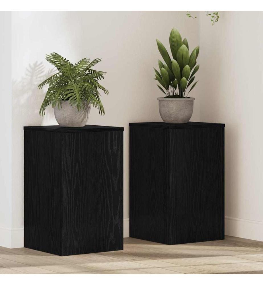 Pflanzenständer 2 pcs Schwarz Eichen-Optik 30 x 30 x 50 cm