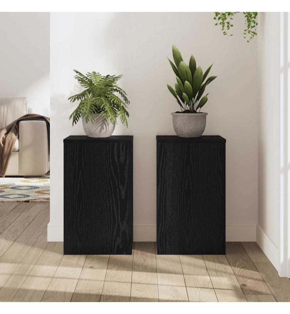 Pflanzenständer 2 pcs Schwarz Eichen-Optik 30 x 30 x 50 cm