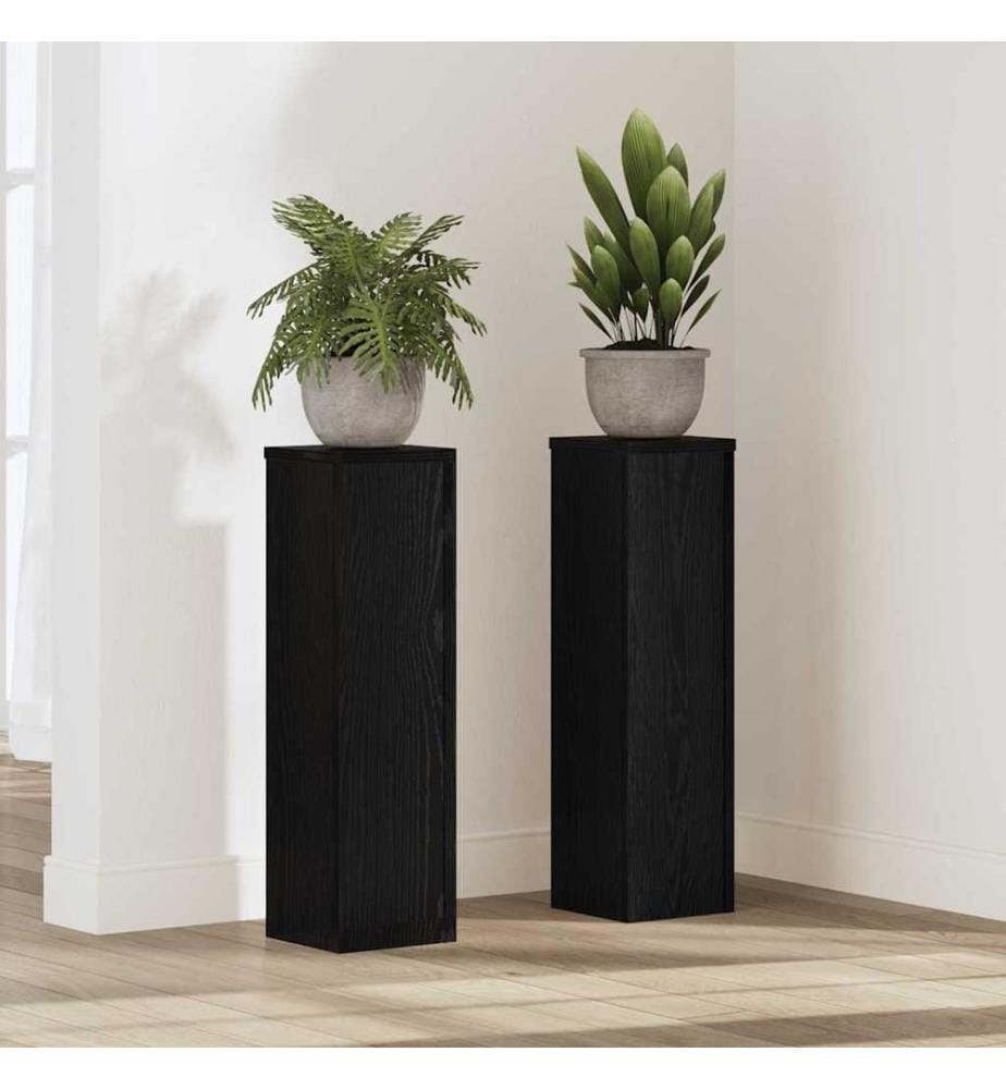 Pflanzenständer 2 pcs Schwarz Eichen-Optik 17 x 17 x 60 cm