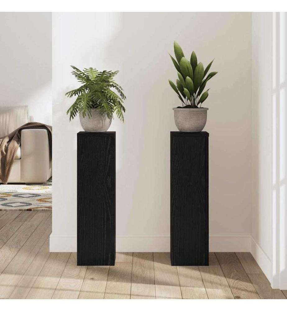 Pflanzenständer 2 pcs Schwarz Eichen-Optik 17 x 17 x 60 cm