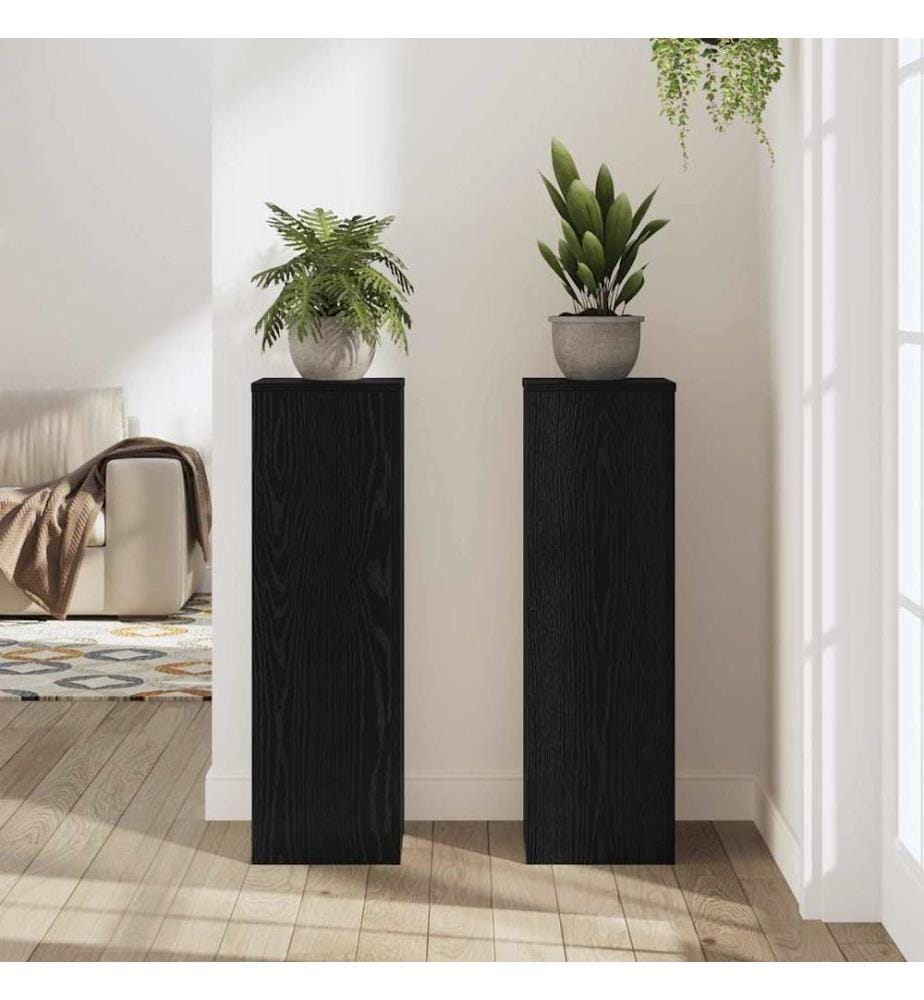 Pflanzenständer 2 pcs Schwarz Eichen-Optik 25 x 25 x 80 cm
