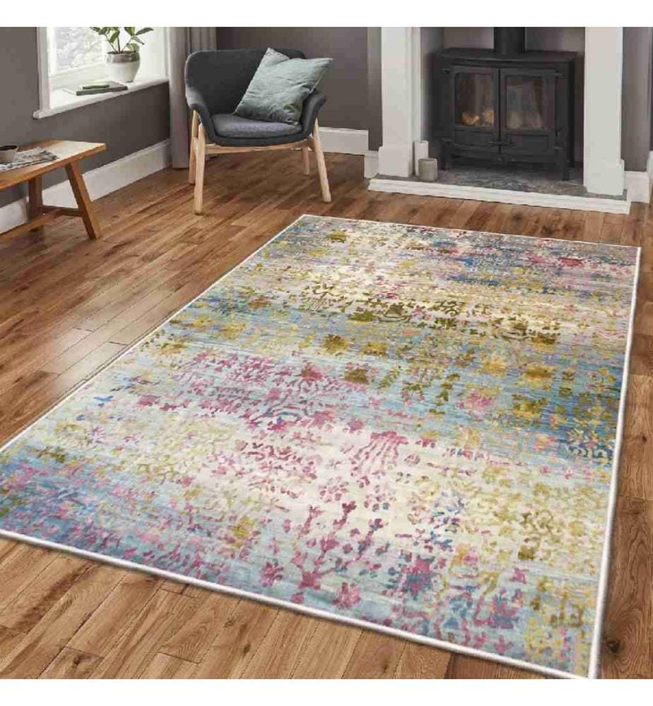 Carpet, Multicolor, 100% Velvet Fabric, Sole: 100% COTTON, 140 x 220 cm