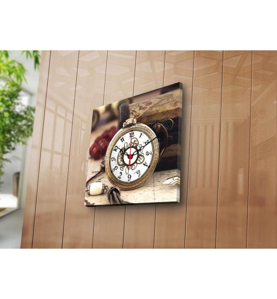 Horloge murale décorative en toile, Multicolore, Suede Canvas