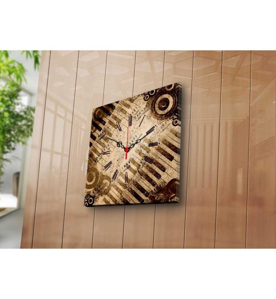 Horloge murale décorative en toile, Multicolore, Suede Canvas
