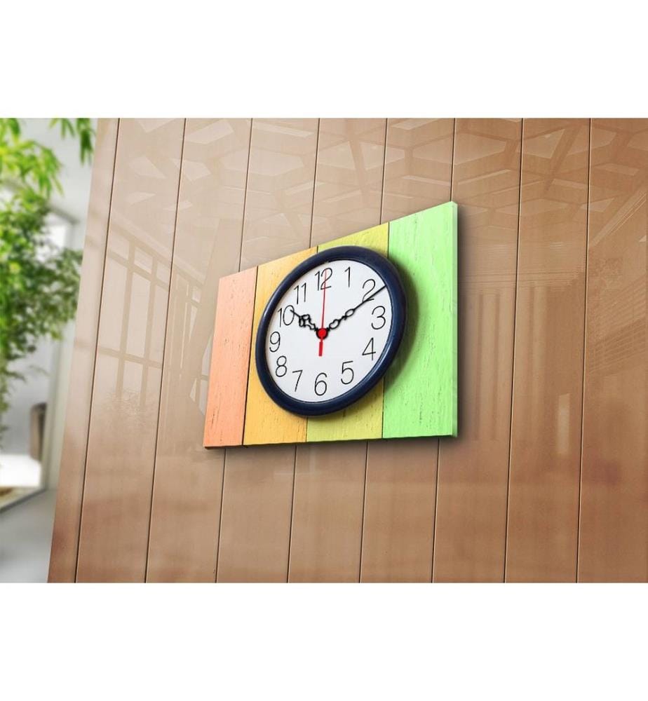 Horloge murale décorative en toile, Multicolore, Suede Canvas