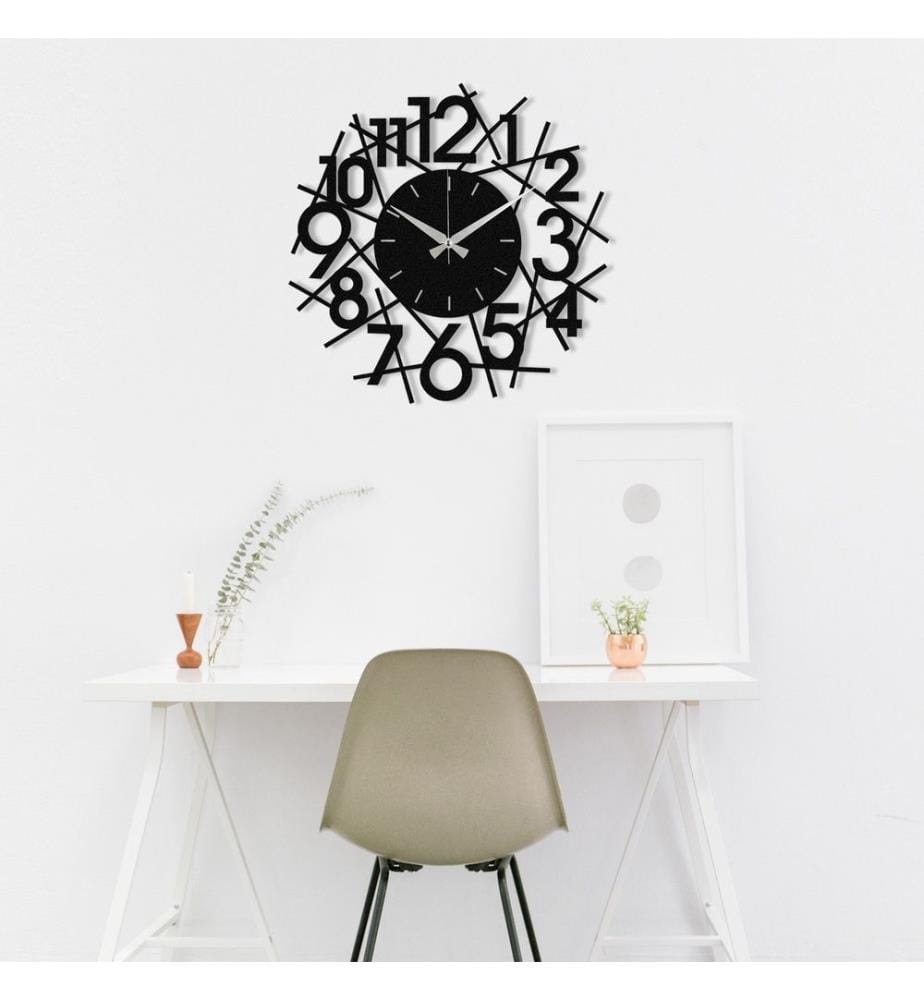 Decorative Metal Wall Clock, Black, Metal