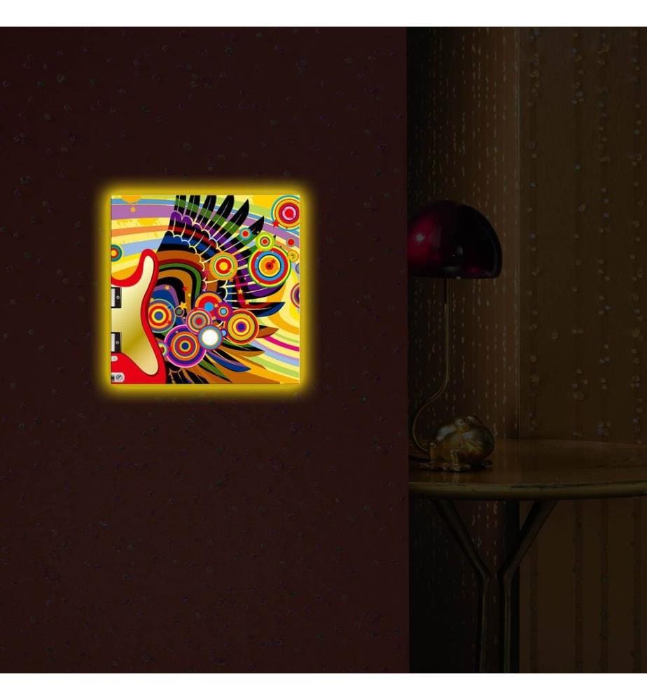 Peinture sur toile décorative éclairée par LED, multicolore, toile en daim
