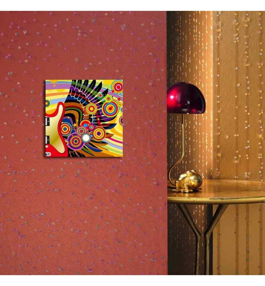 Peinture sur toile décorative éclairée par LED, multicolore, toile en daim