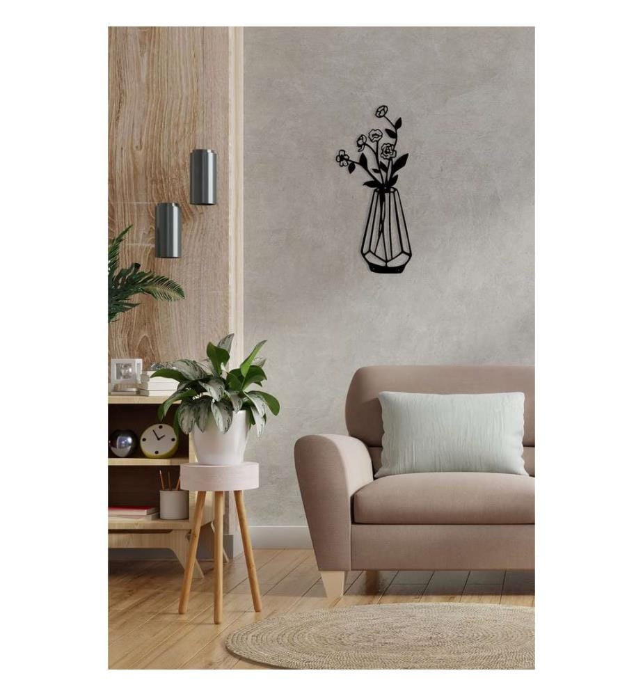 Accessoire mural décoratif en métal, noir, métal