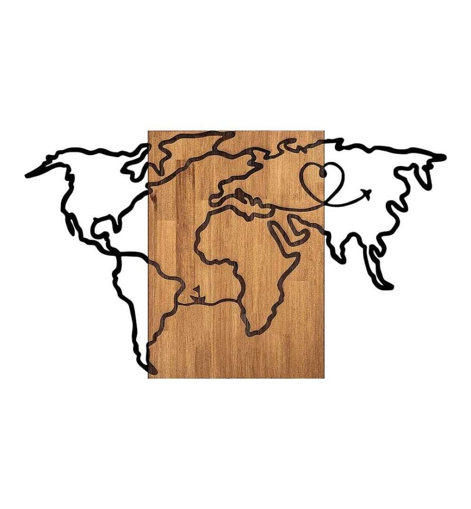 Dekoratives Wandaccessoire aus Holz, Schwarznuss, 50% Holz - 50% Metall